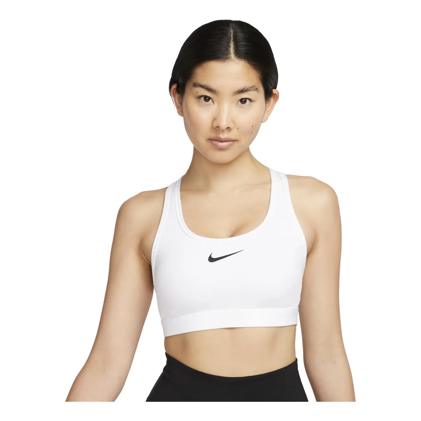 Спортивный топ средней поддержки Swoosh Nike, белый