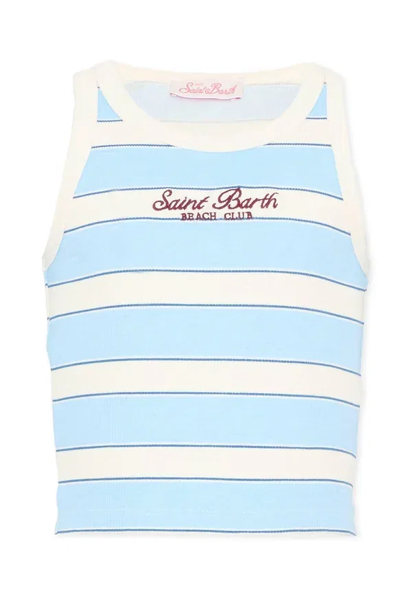 Топ с вышивкой Striped Mc2 Saint Barth, Light Blue, светло-голубой
