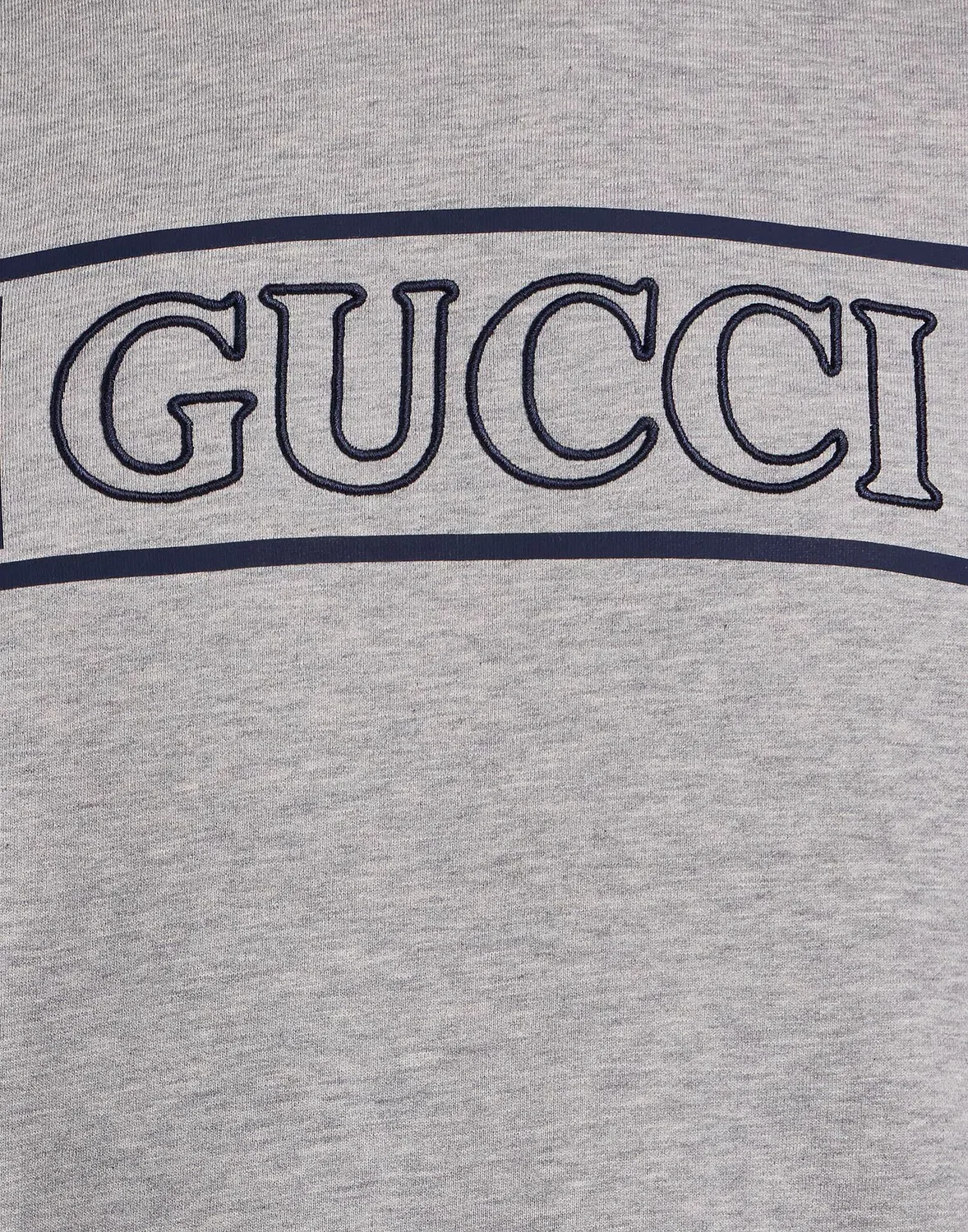 Худи Gucci мужское флисовое с вышитым логотипом, светло-серый — фото 4