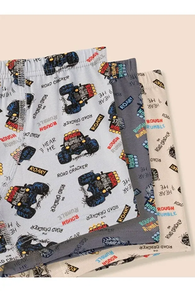 Детские боксеры для мальчиков с принтом 3 шт Car Printed Natuline, Multicolor