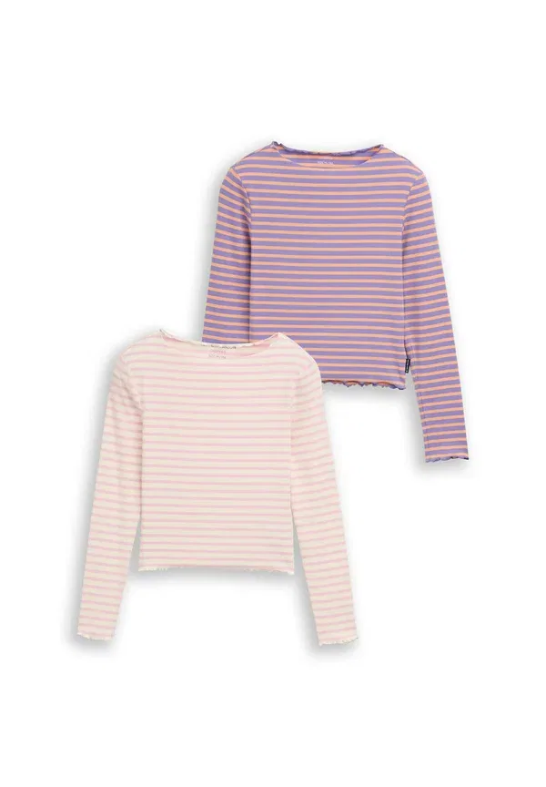 Комплект из 2 футболок с длинным рукавом, полосатый, Tom Tailor, Offwhite Pink Stripe, розовый
