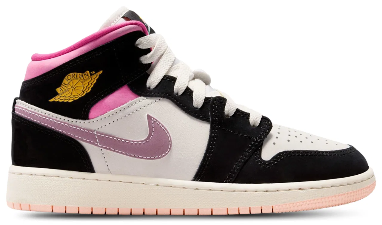 Кроссовки для девочек AJ 1 Mid SE Jordan, цвет Black/Gold/Pink