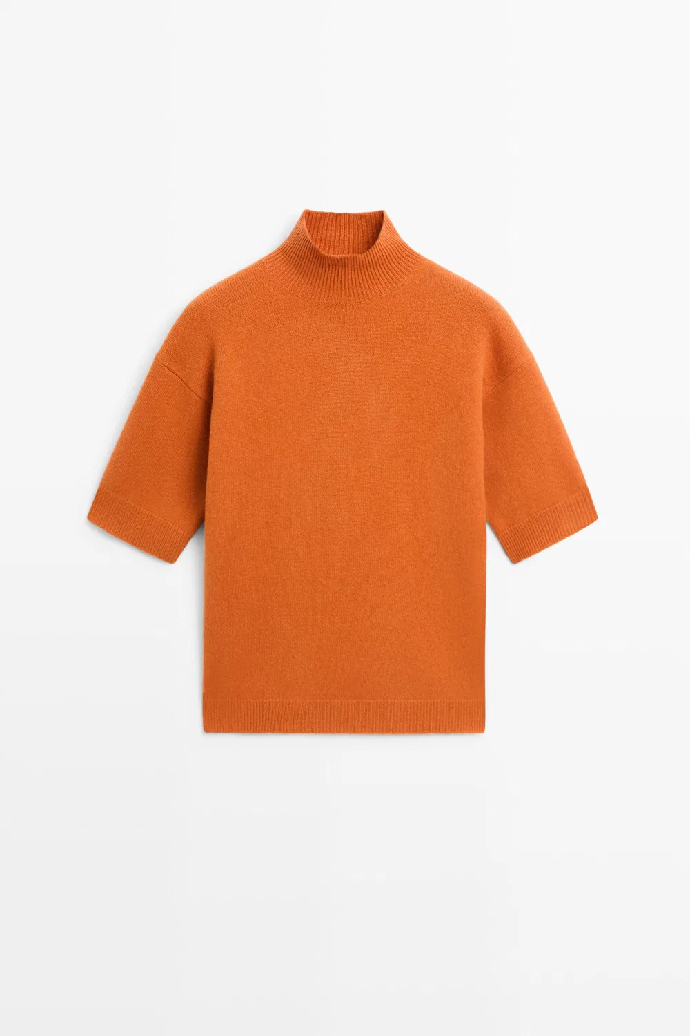 Свитер Massimo Dutti Oversize Short Sleeve Knit, оранжевый — фото 2