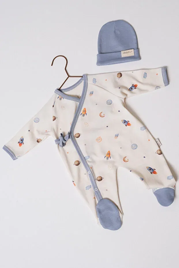 Детский комбинезон для мальчиков с принтом Space Printed Babylim, Beige — фото 4
