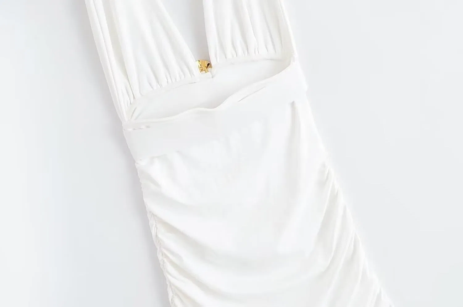 Женское асимметричное платье с V-образным вырезом, White — фото 3