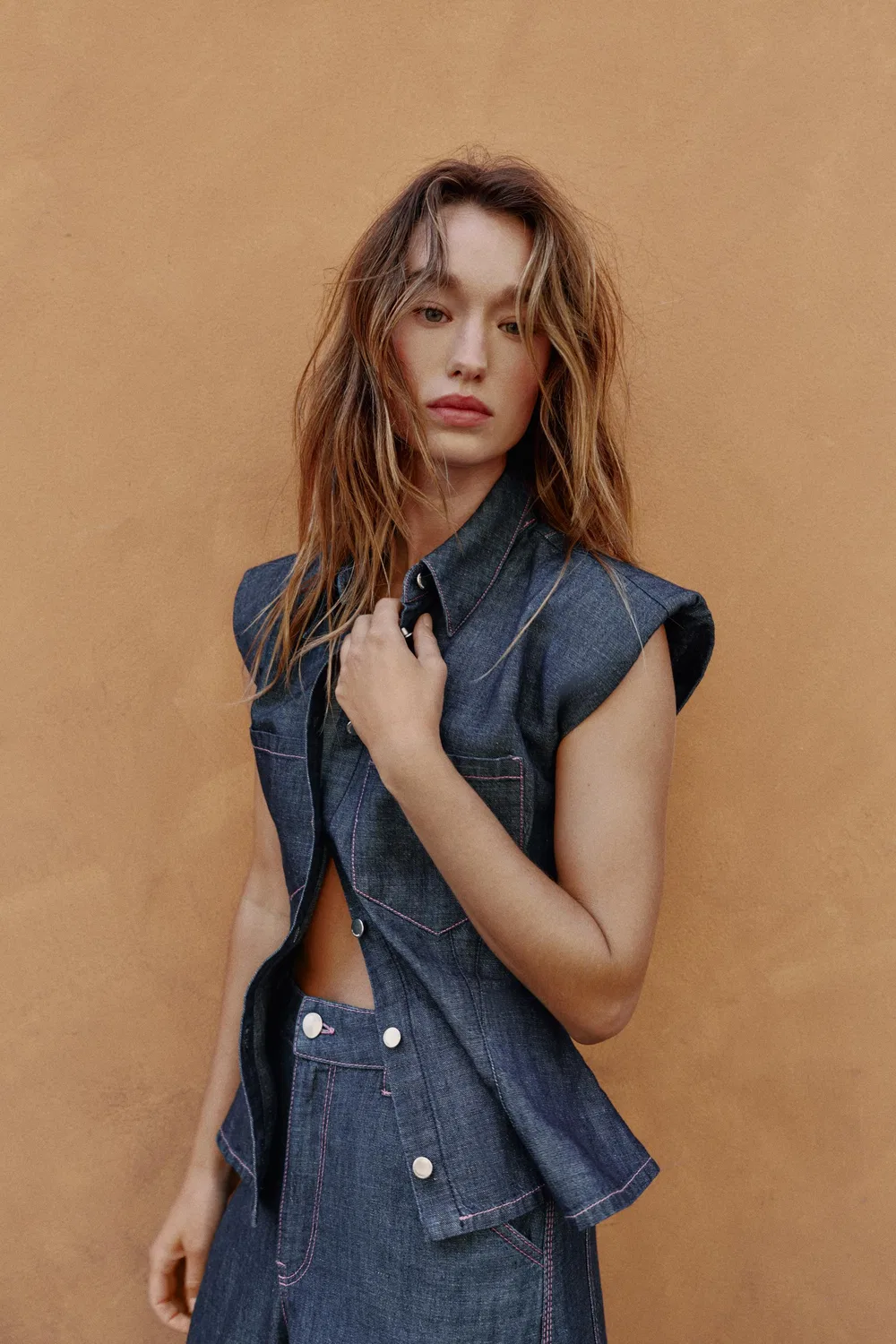 Льняные бочкообразные брюки ZARA, Indigo — фото 4