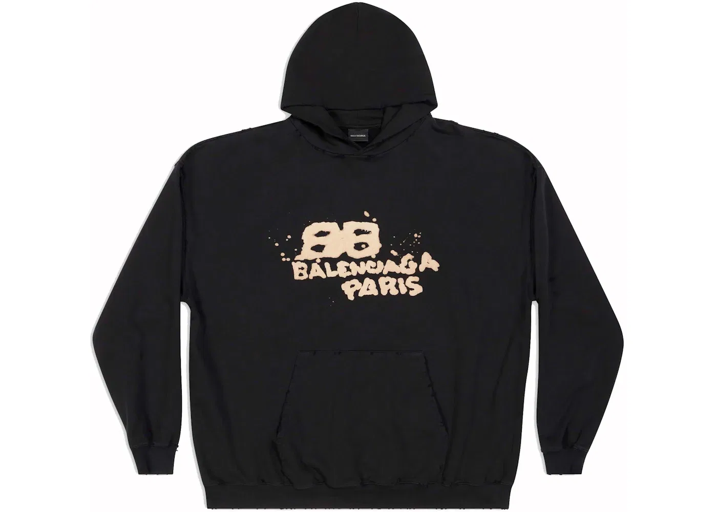 Мужской худи с принтом Balenciaga Large Fit Hand-Drawn BB Icon Hoodie, Black