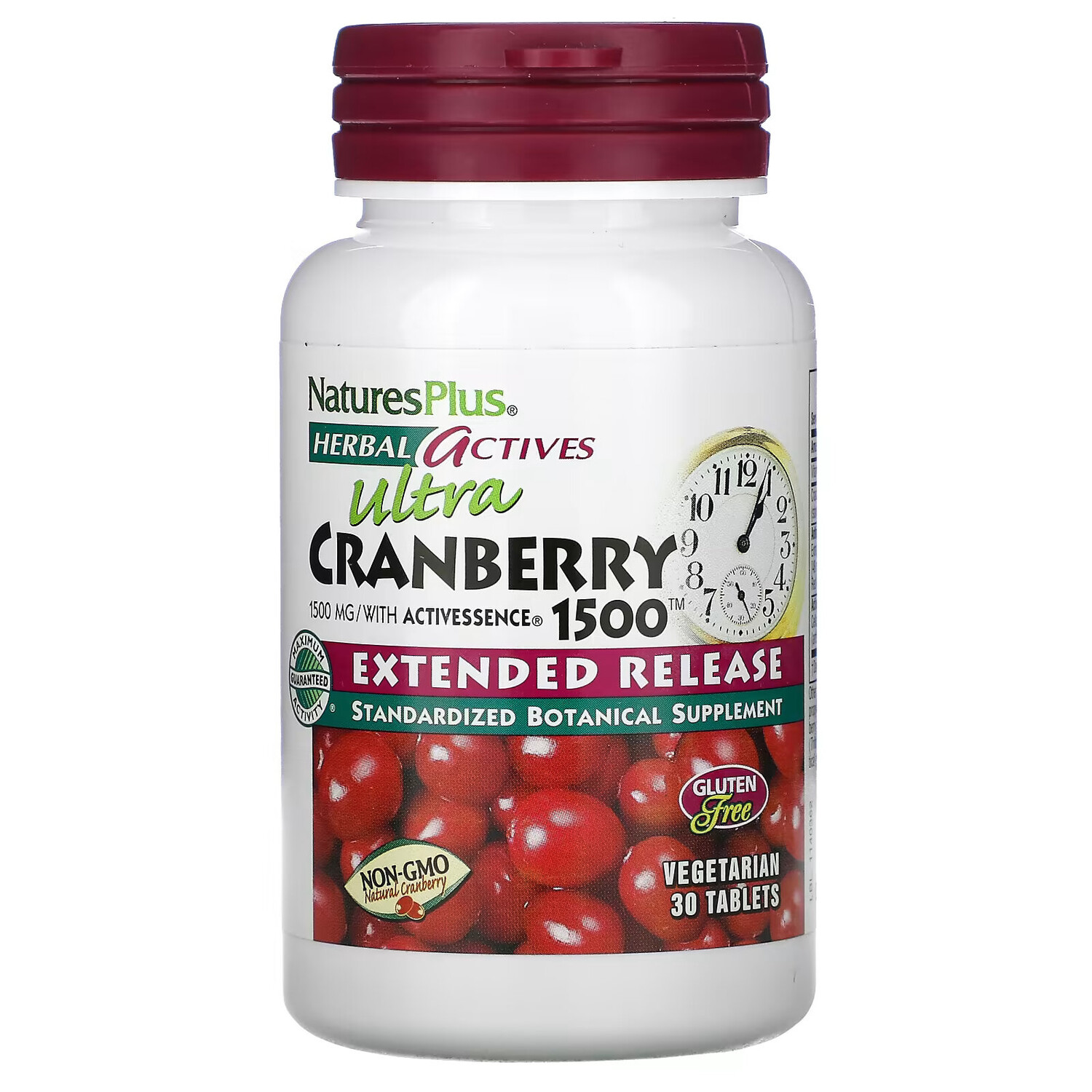 

NaturesPlus, Herbal Actives, Ultra Cranberry 1500, 1500 мкг, 30 таблеток