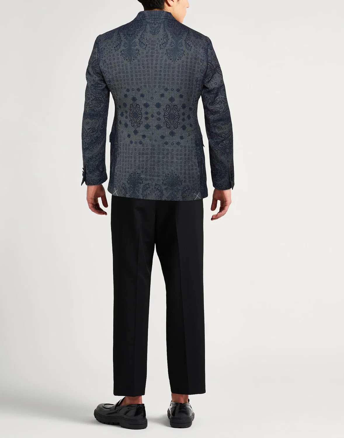 Мужской однобортный пиджак с принтом Paisley Jacquard Etro, темно‑синий — фото 3