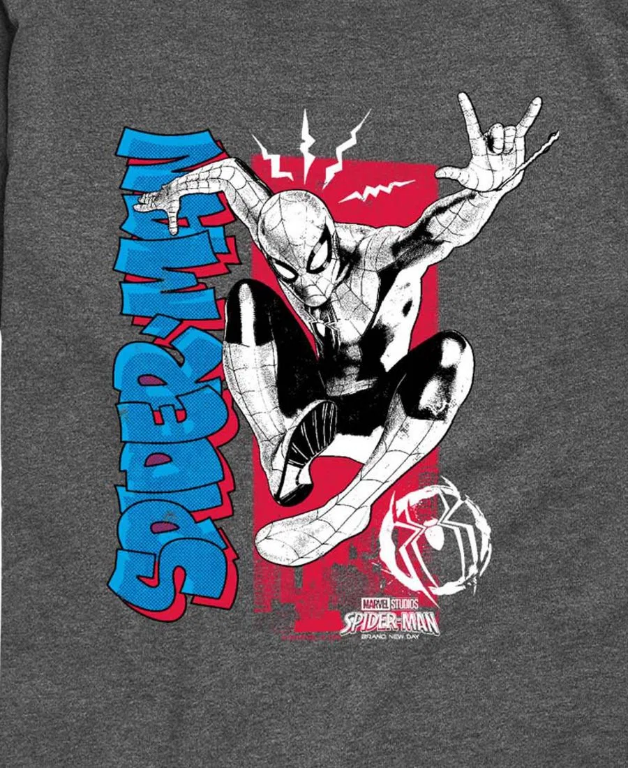 Футболка детская с коротким рукавом с принтом Spider-Man Brand New Day Marvel, Heather Charcoal — фото 3