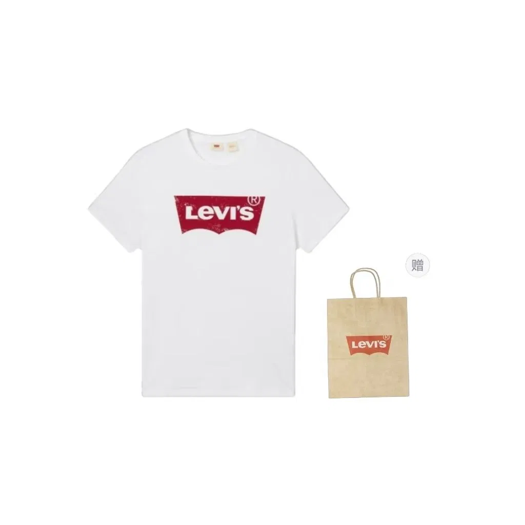 Футболка с круглым вырезом, унисекс, Levis, White Shopping Bag