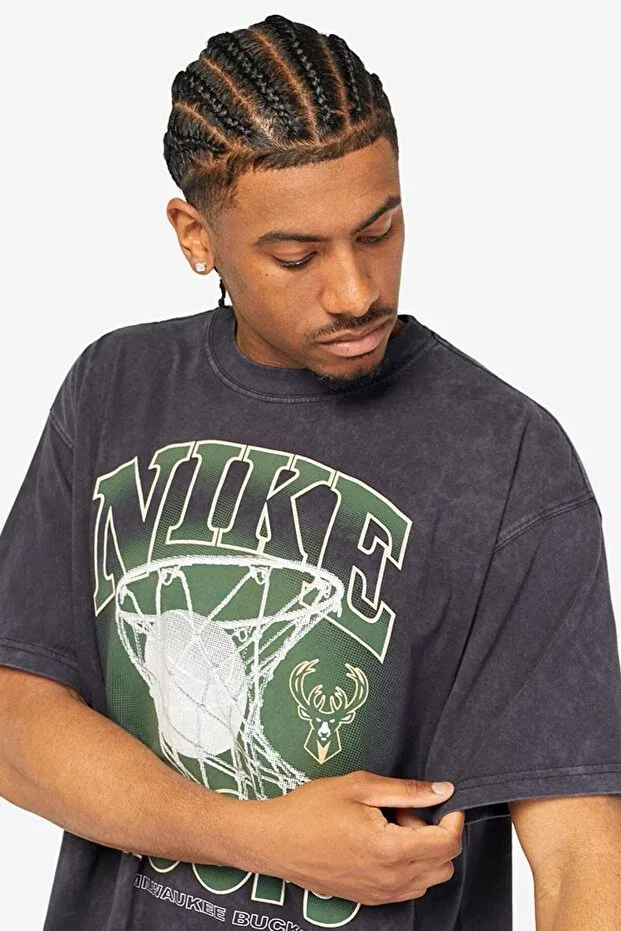Мужская футболка хлопковая Nike Jordan NBA Milwaukee Bucks Max90, Black