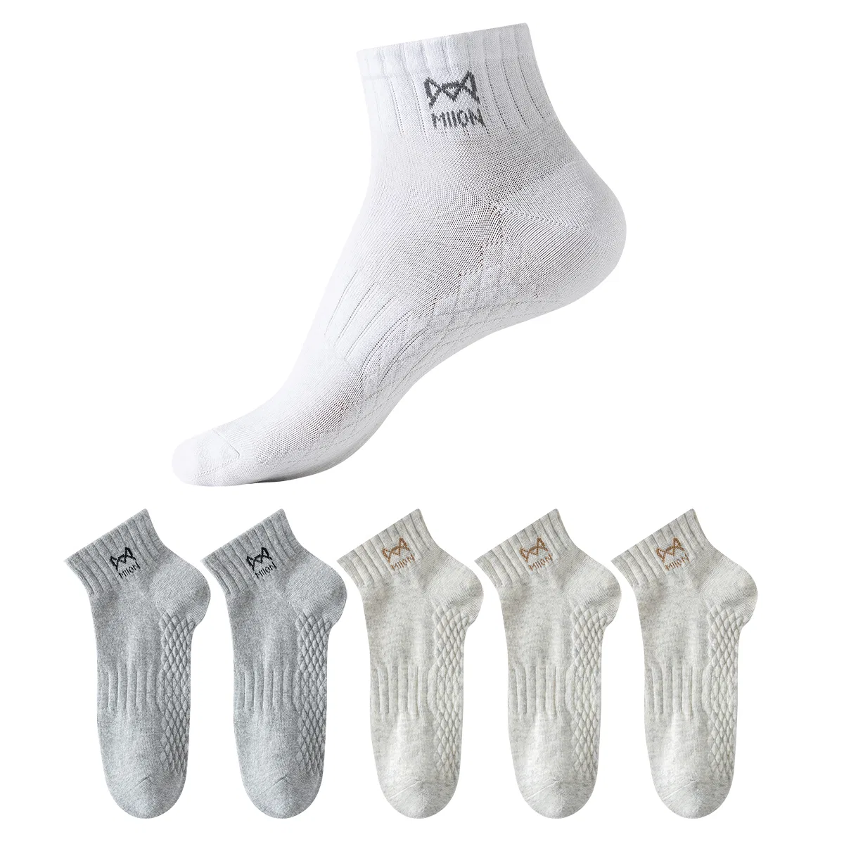 Детские носки-невидимки, набор из 5 пар, Light Gray 2+Beige Gray 3, MIIOW