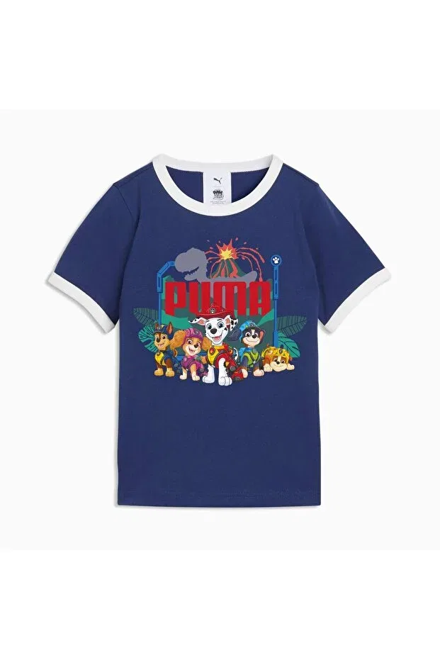 Детская футболка для девочек с коротким рукавом X paw patrol ringer tee Puma, Blue Jewel — фото 4