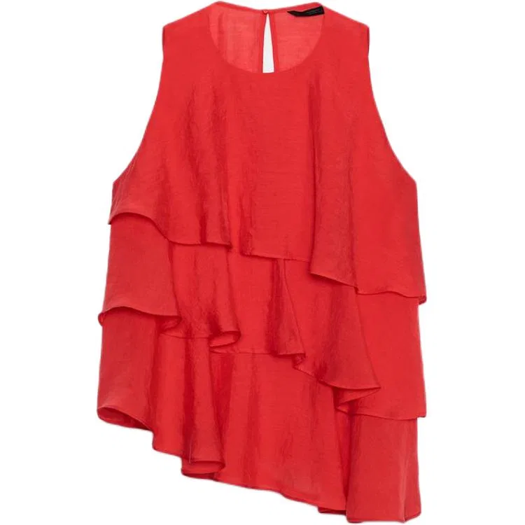 Женская майка без рукавов с круглым вырезом Red ZARA, Red