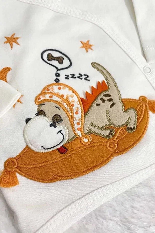 Детский комплект для новорожденных хлопковый Dinosaur Embroidery Myzi Store, Brown — фото 2