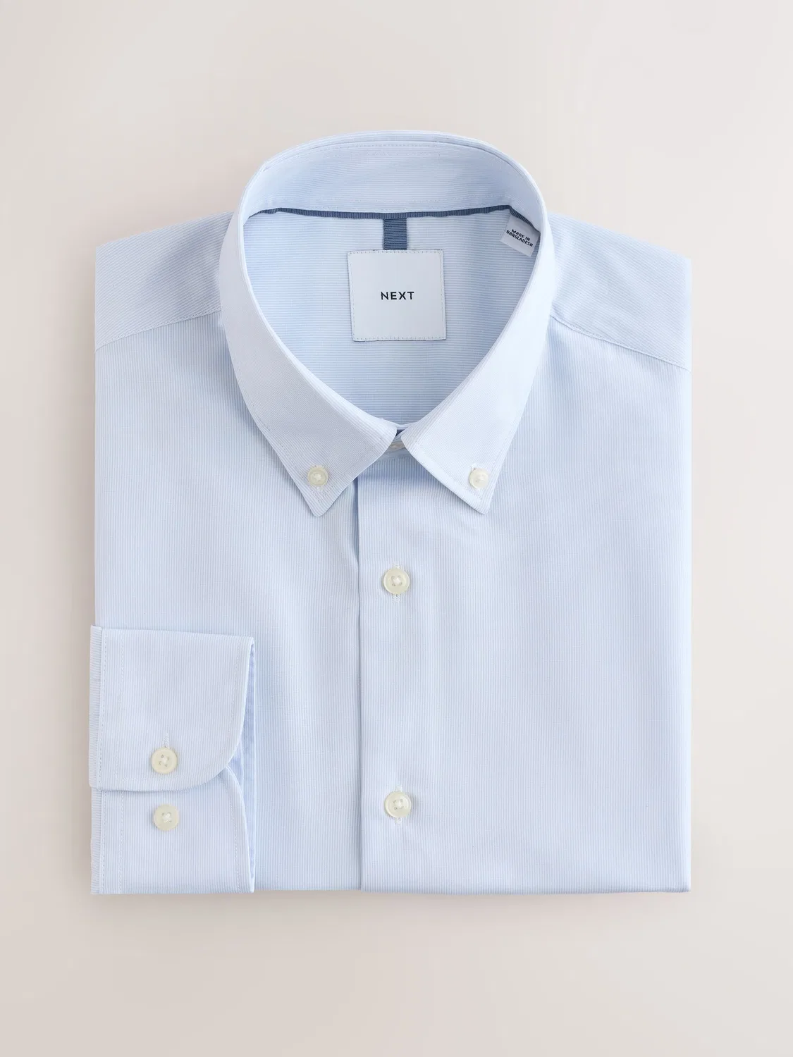 Рубашка с длинным рукавом, Slim Fit, из хлопка с полиэстером Next, сине-серая полоска — фото 2