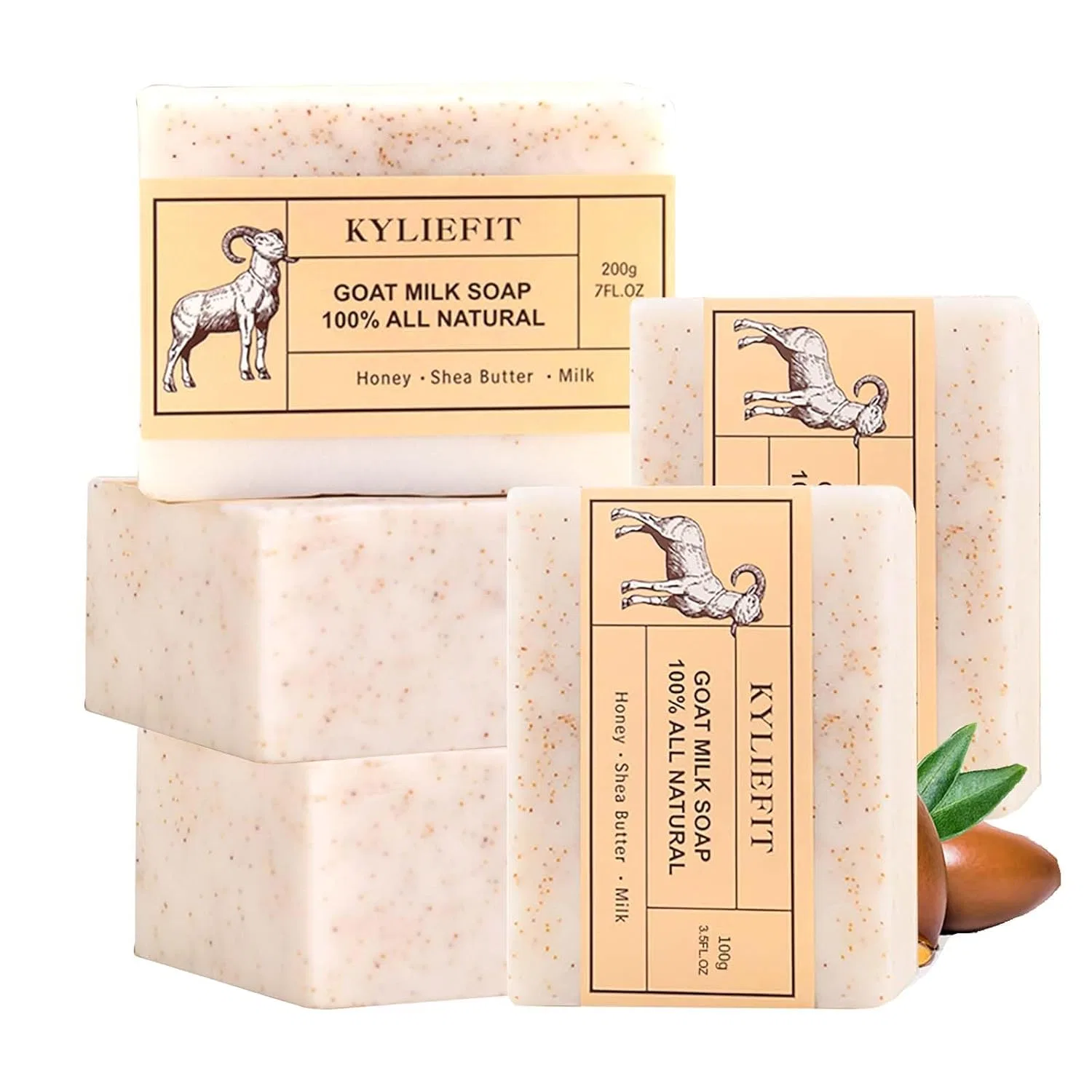 Мыло натуральное с козьим молоком, медом и маслом ши, AILKE BOOST LUSTER, набор 5 шт, 200 мл