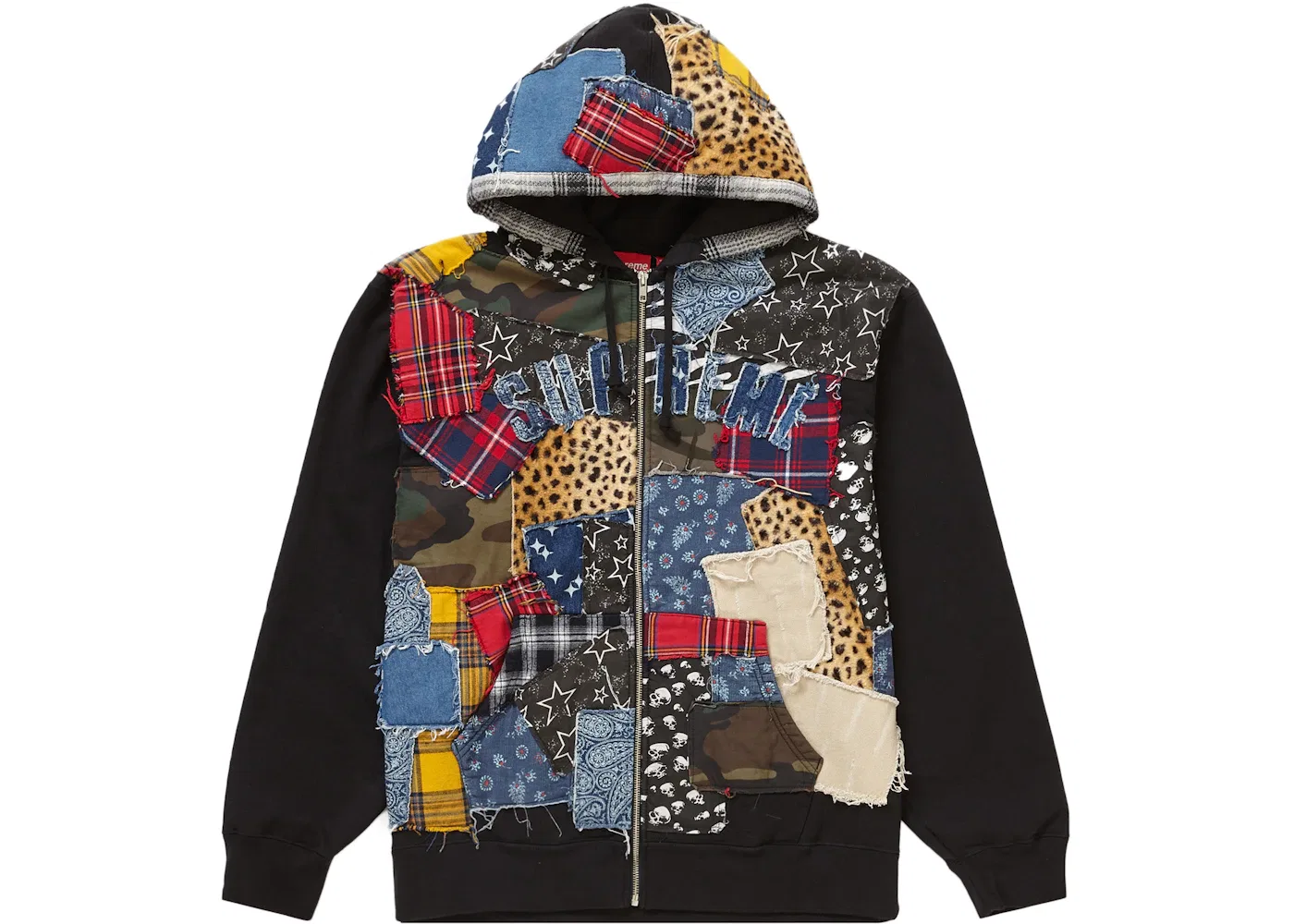 Мужская худи с принтом Patchwork Supreme, Black