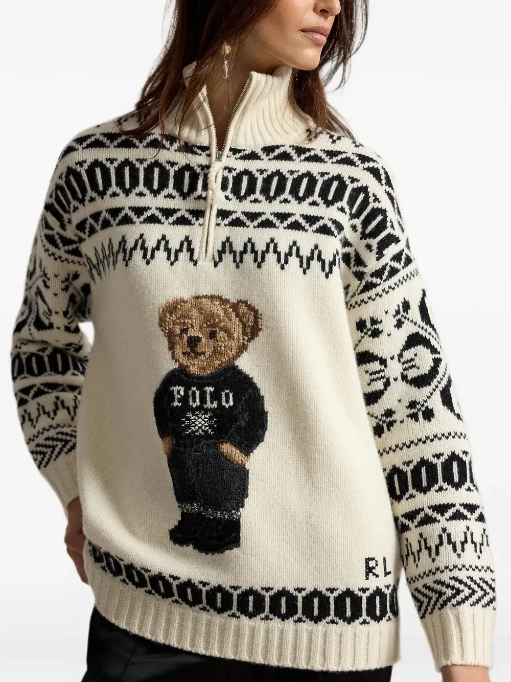 Свитер Polo Bear вязки интарсия POLO RALPH LAUREN, бежевый — фото 4