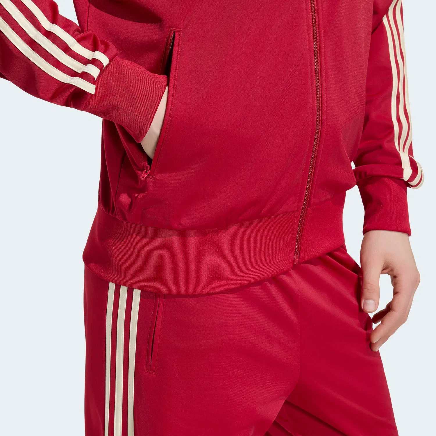 Мужская тренировочная куртка с воротником-стойкой Firebird Originals Adidas Originals, Team Victory Red/Warm Vanilla — фото 4