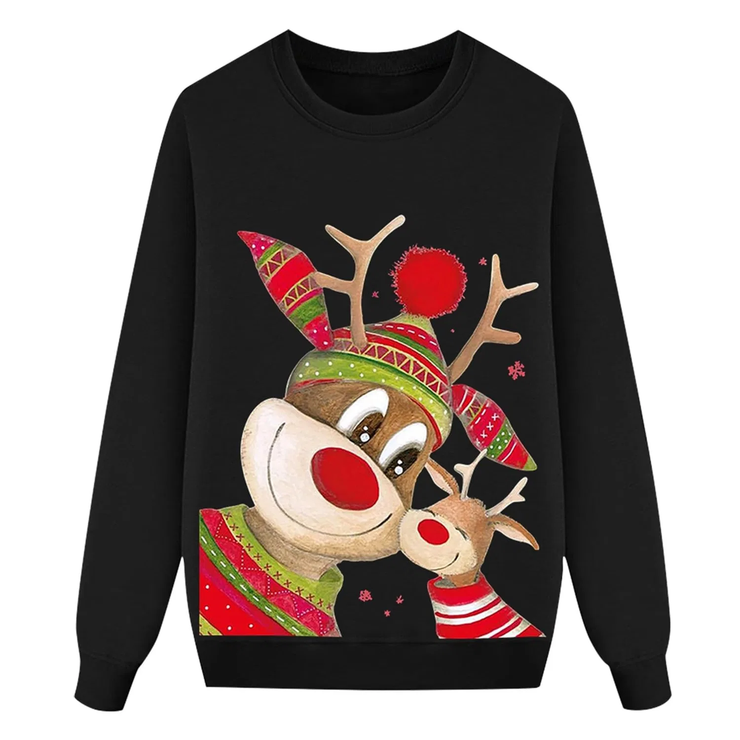 Женский свитшот с длинным рукавом с принтом оленя Family Christmas Sweater, 0614 — фото 4