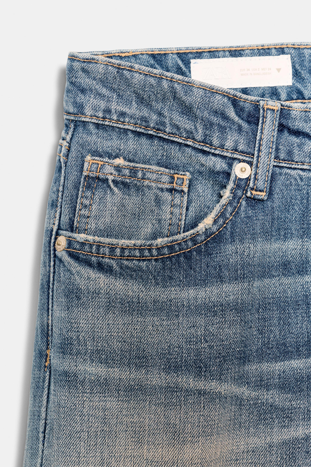 Джинсы Zara Trf Low-Rise Wide-Leg, средне-синий — фото 4