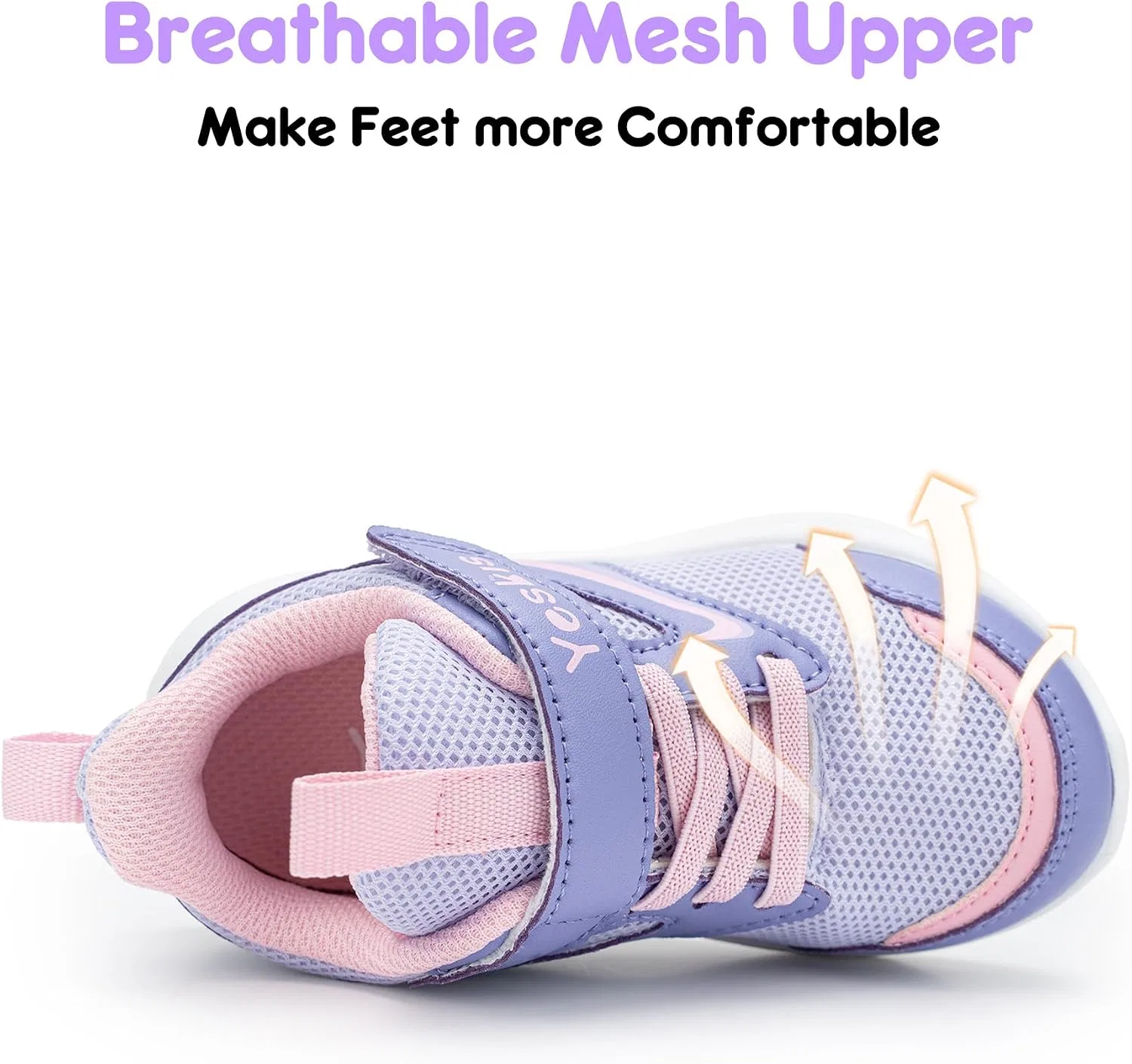 Детские кроссовки для девочек без шнуровки YESKIS, Purple Girls Tennis Shoes — фото 4