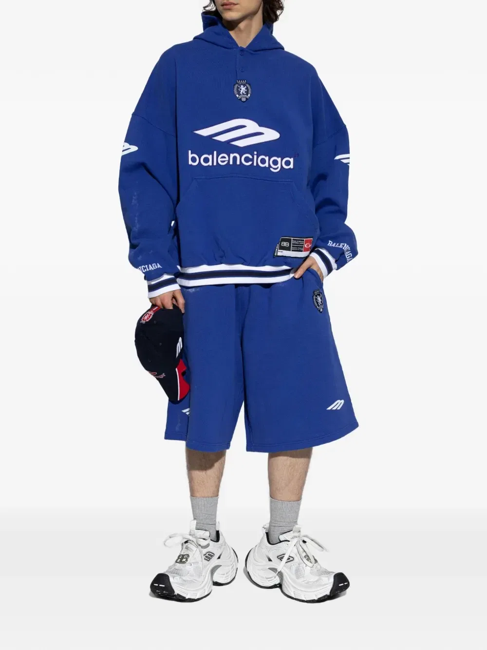 Шорты с вышивкой Balenciaga, синий — фото 2