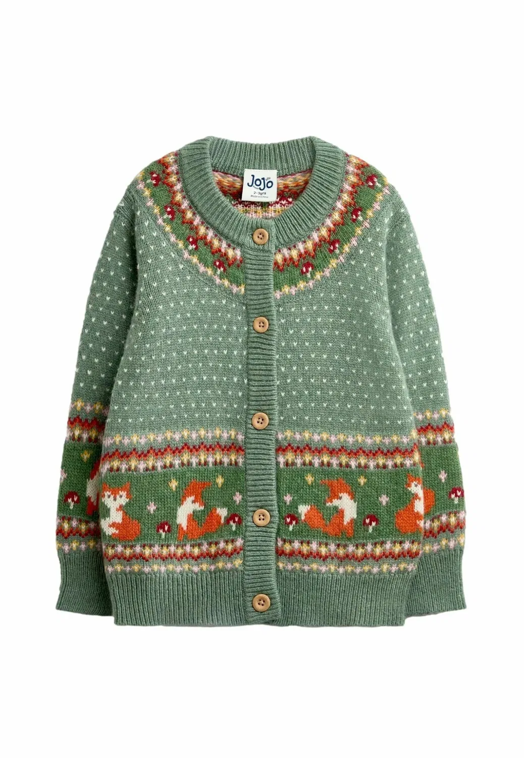 Кардиган в стиле фэйр-айл - кардиган Jojo Maman Bébé, Sage Green Fox