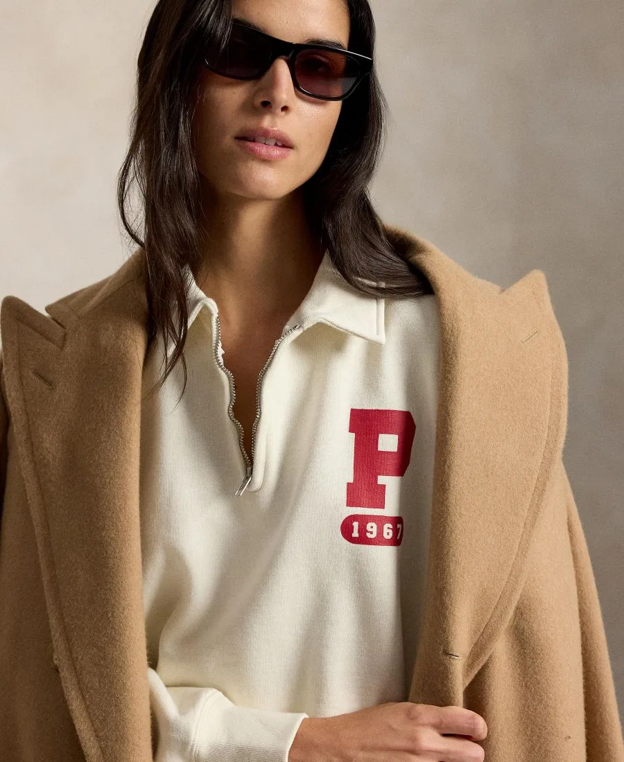 Свитшот с воротником-поло и четвертной молнией Polo Ralph Lauren, Warm White — фото 4