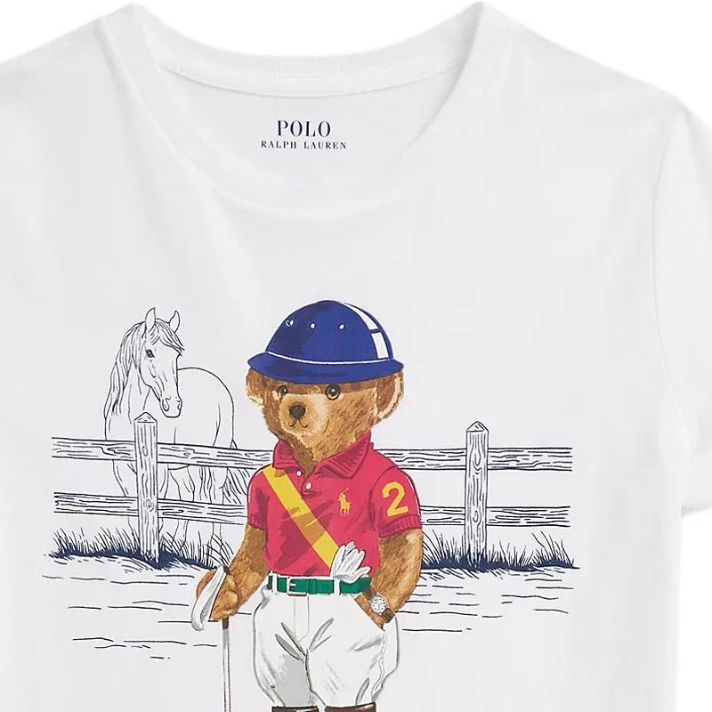Детская футболка с принтом Polo Bear, Polo Ralph Lauren, White — фото 4