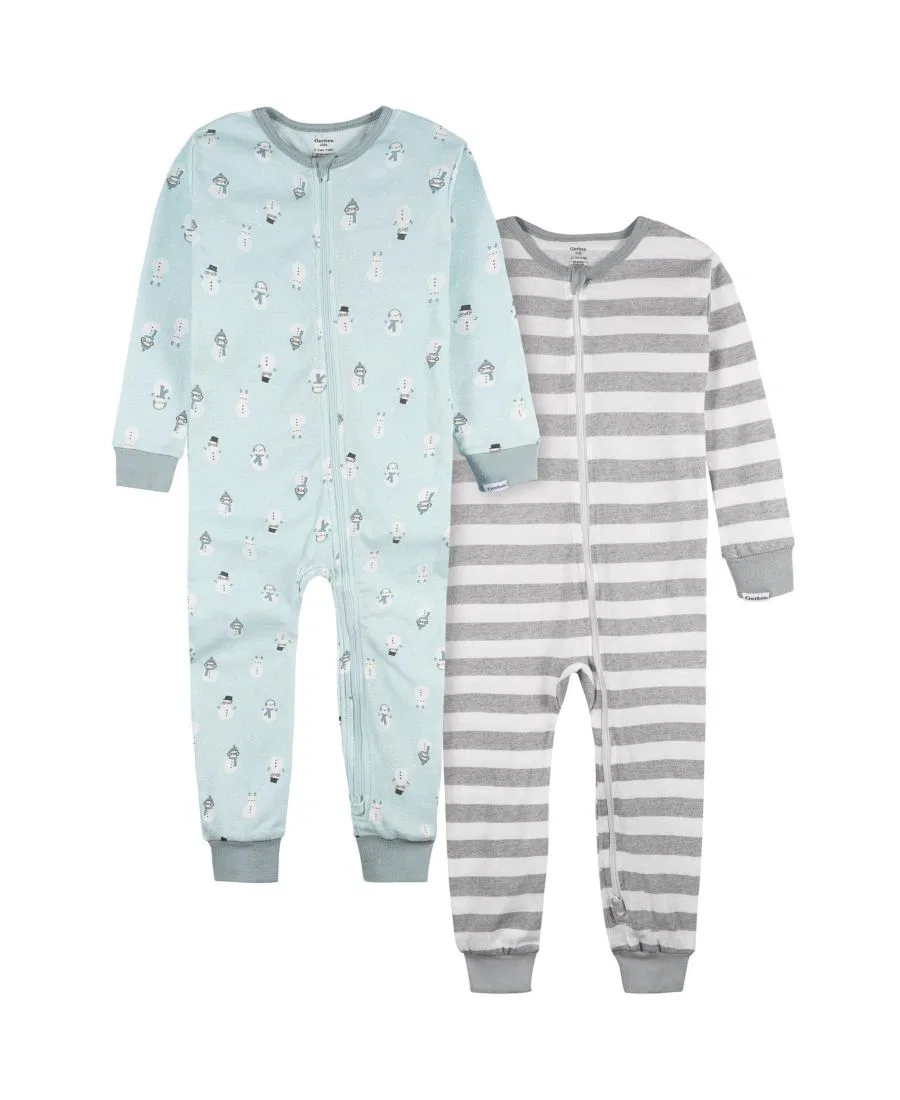 Комплект пижам без стоп с принтом снеговика, 2 шт Gerber, Blue Snowman