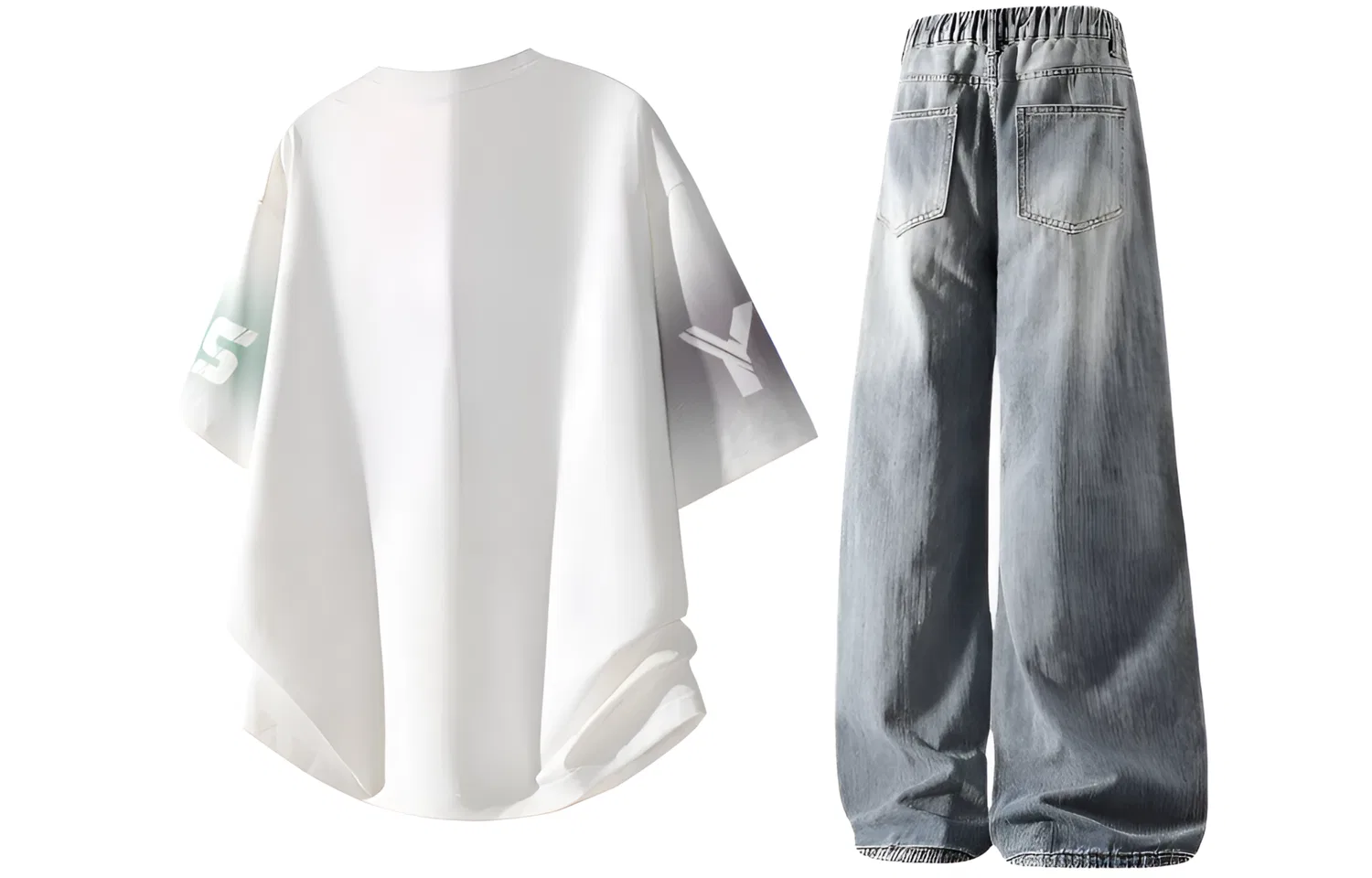 Детский спортивный комплект с круглым вырезом Casual Sportswear GWAF, Black Top+Blue Pants — фото 4