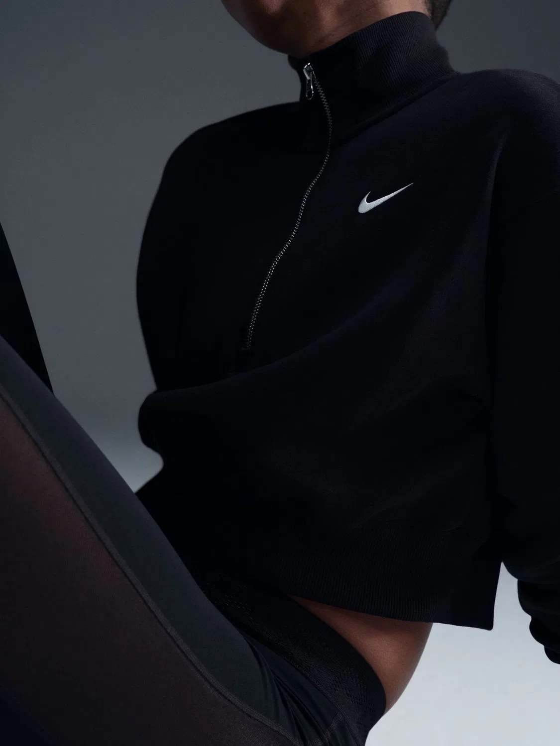 Толстовка с четверть-застежкой Nike Sportswear Phoenix Fleece, черный — фото 4