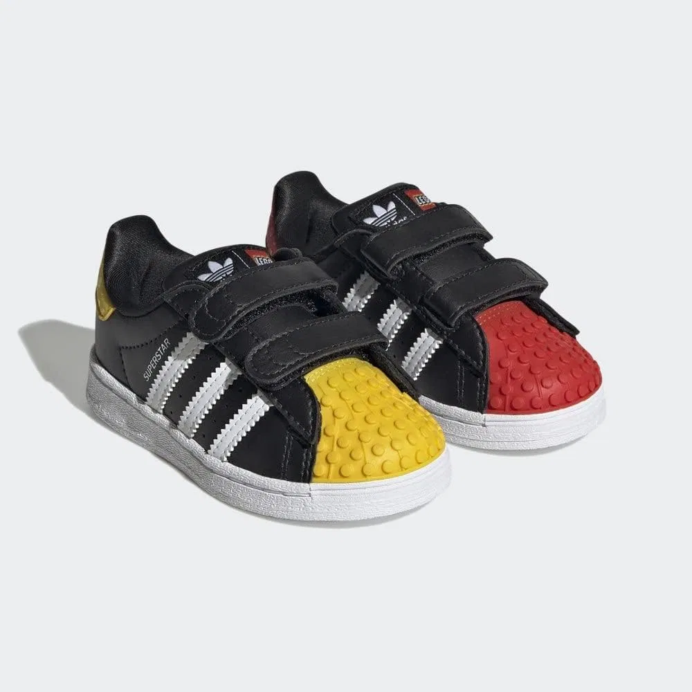 Детские кроссовки для девочек Superstar X Lego adidas, Core Black/Cloud White/Cloud White — фото 3