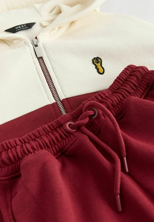 Спортивный костюм из хлопка и полиэстера, Regular fit - colourblock zip through hoodie set, Next, Burgundy Red, красный/бордовый — фото 3