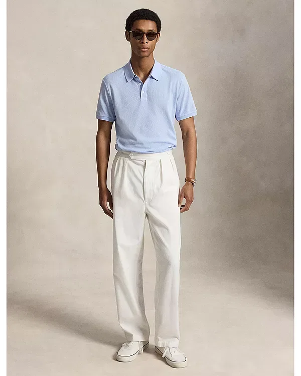 Мужская рубашка поло с коротким рукавом Pointelle Jersey Polo Ralph Lauren, синий — фото 2