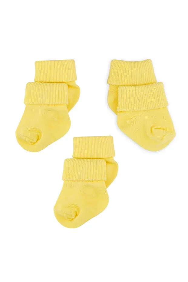 Детские носки для новорожденных хлопковые 3 шт Новогодний Глем Novibaby, Lemon — фото 3