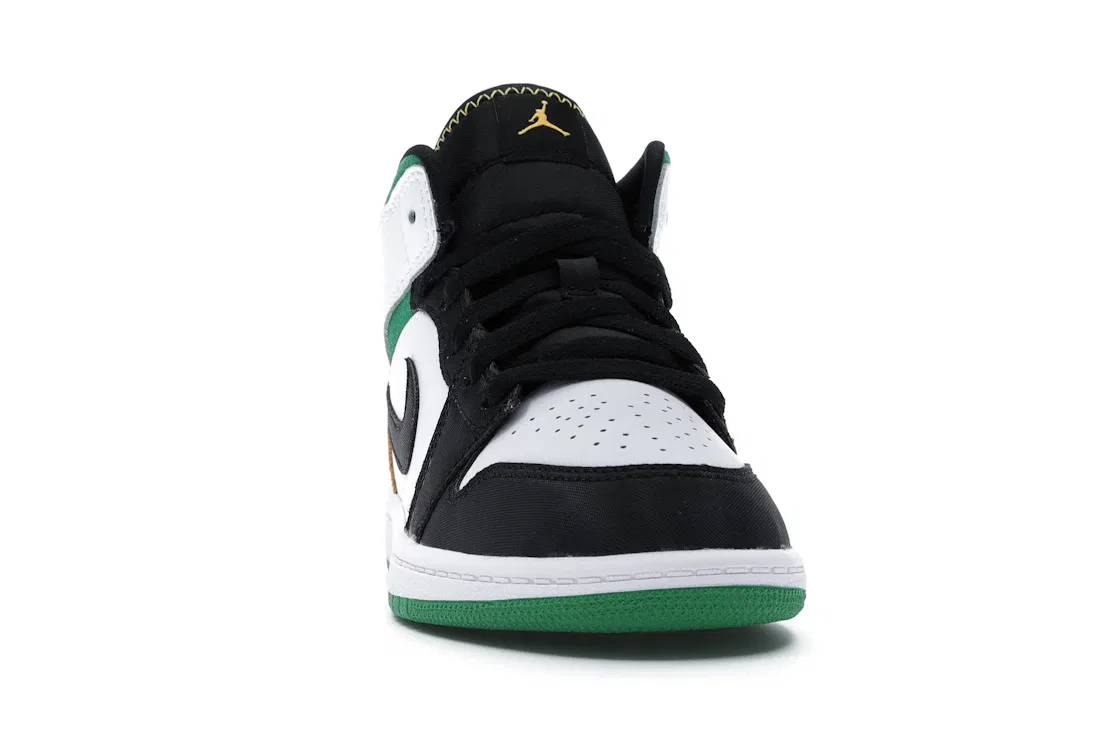 Детские кроссовки с контрастными вставками Jordan 1 Mid SE Jordan, White/Laser Orange-Black-Lucky Green — фото 2