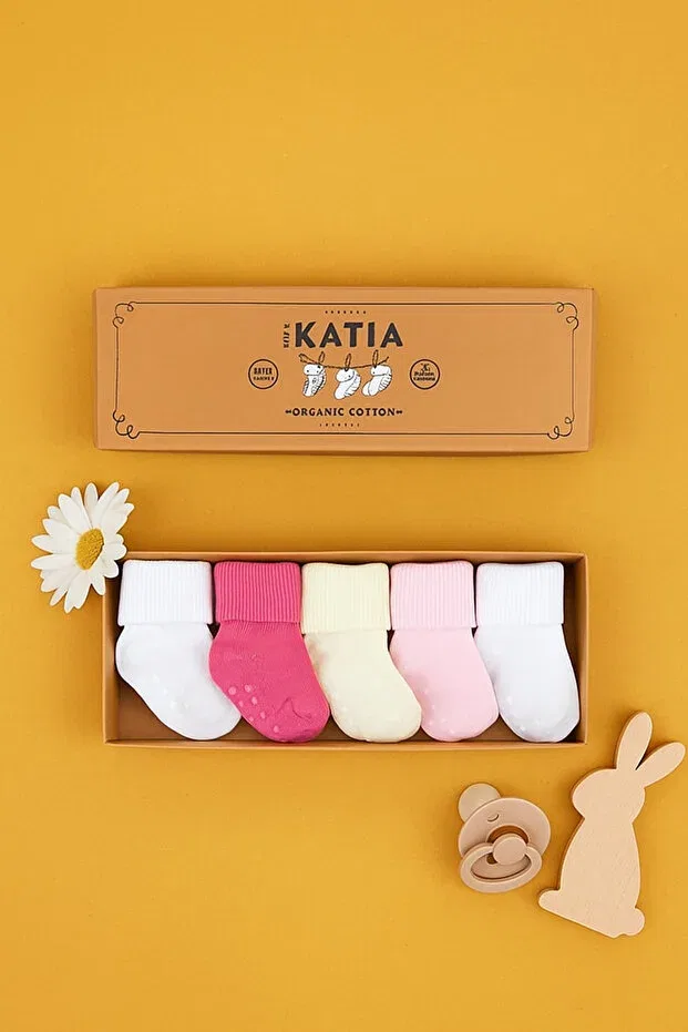 Детские носки для новорожденных хлопковые 5 штук Bony Socks, Pink Patterned