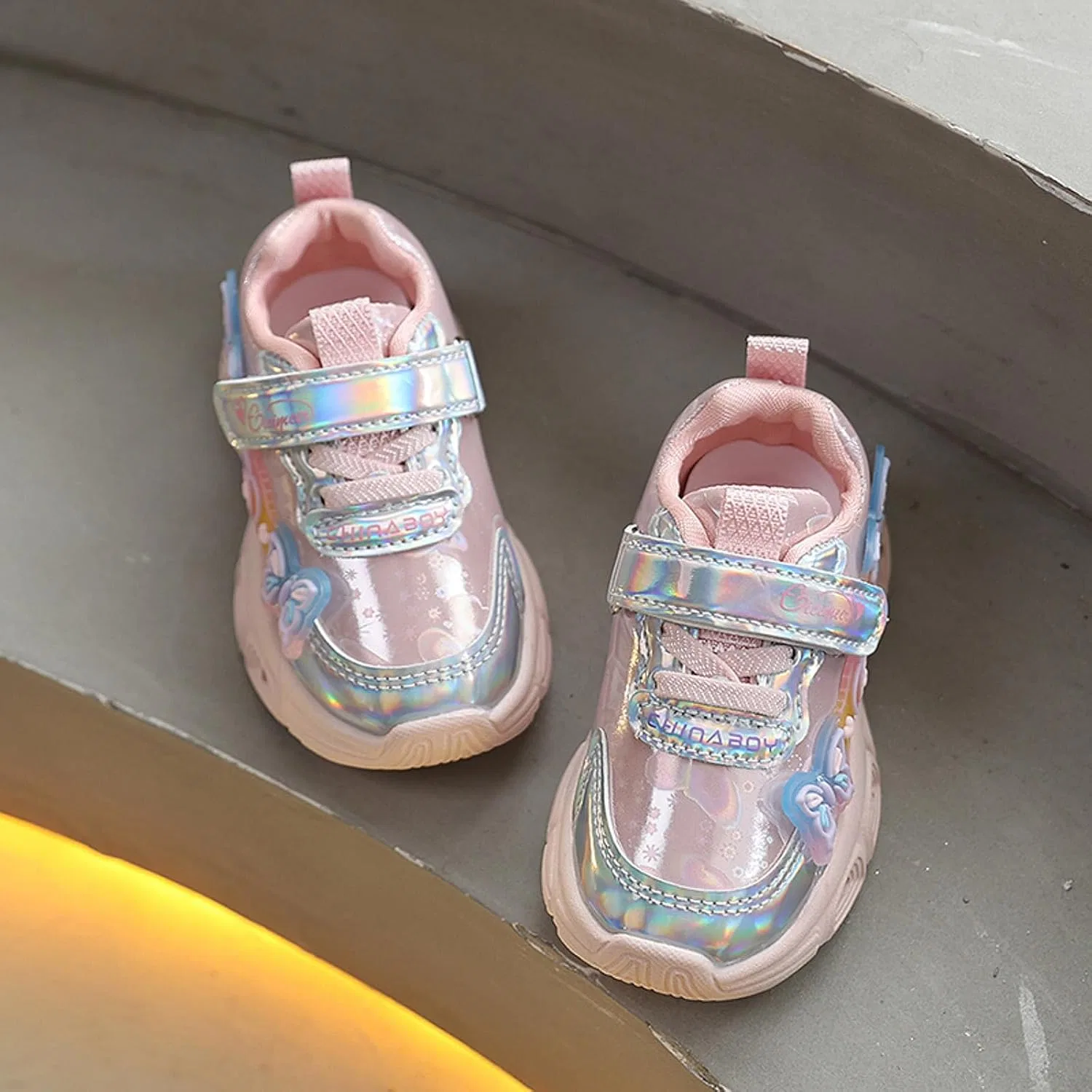 Детские дышащие кроссовки с широким носком для мальчиков и девочек, Pink — фото 4