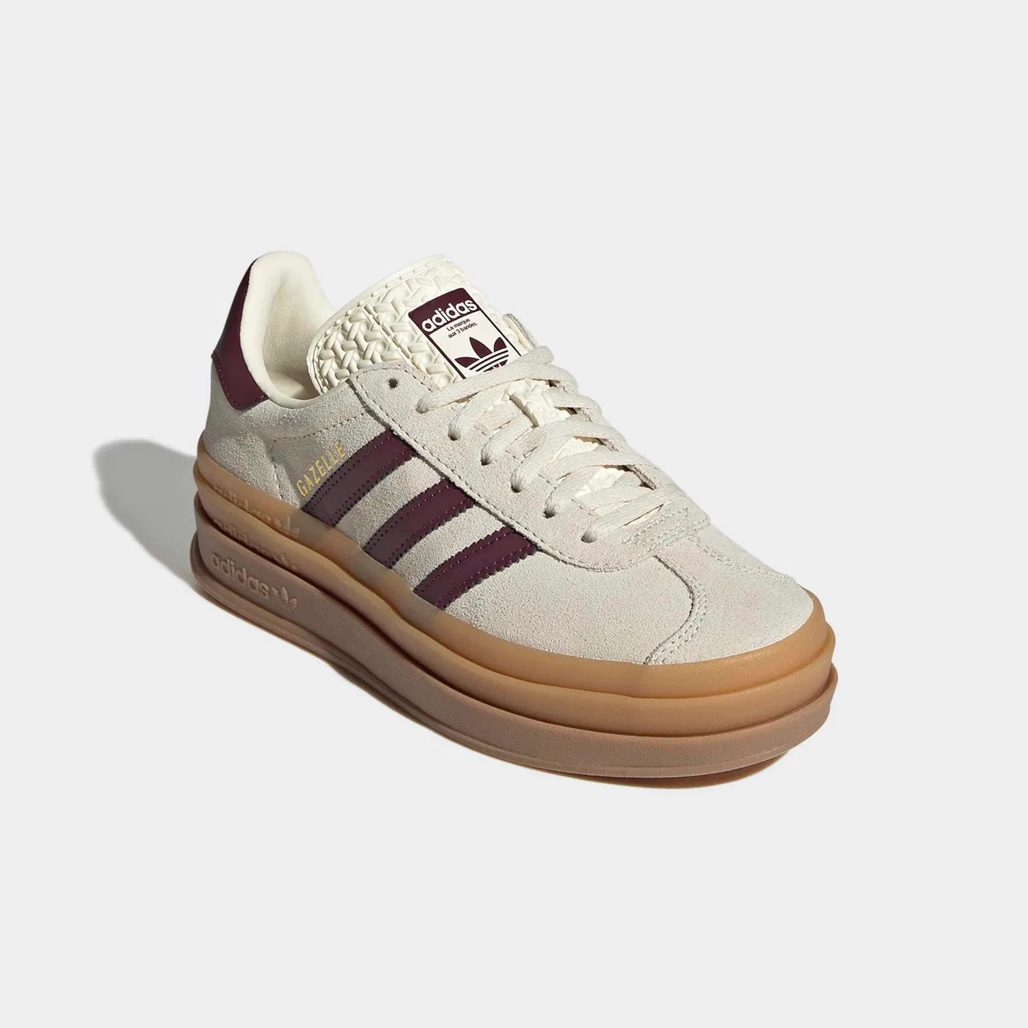 Детские спортивные кроссовки на платформе Gazelle Bold Adidas Originals, Cream White/Maroon/Gold Metallic
