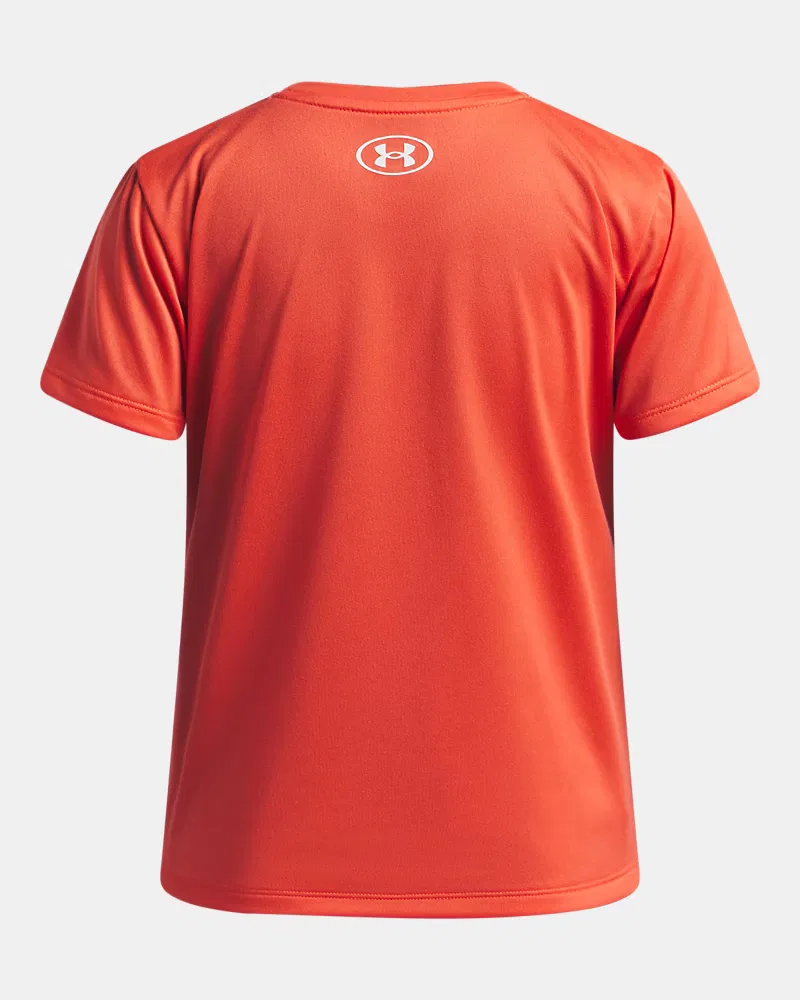 Футболка для девочек с коротким рукавом из быстросохнущей ткани UA Tech UnderArmour, Venom Red/White — фото 2