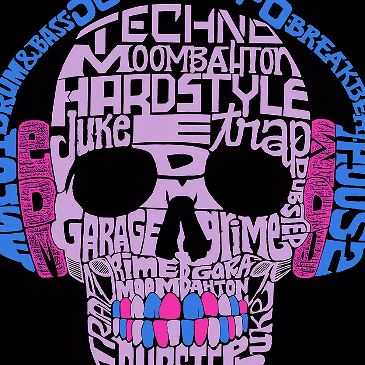 Детское худи с принтом Styles of EDM Music LA Pop Art, Black — фото 3
