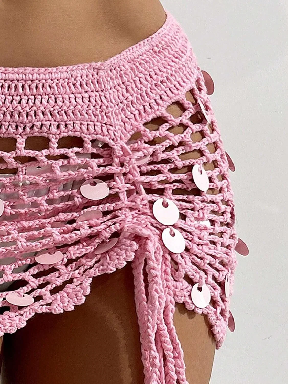 Женская пляжная накидка с вырезами Knit Cover-Up, Pink — фото 3