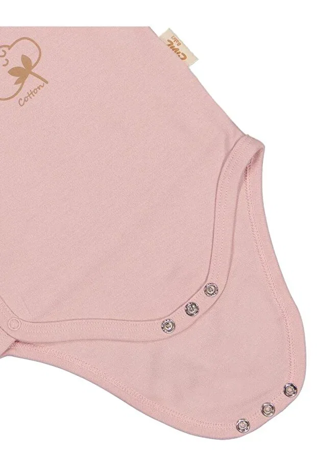 Детское боди с коротким рукавом Organic cotton double breasted 0-3 months snap fastener bodysuit Civil Baby, Pink — фото 4