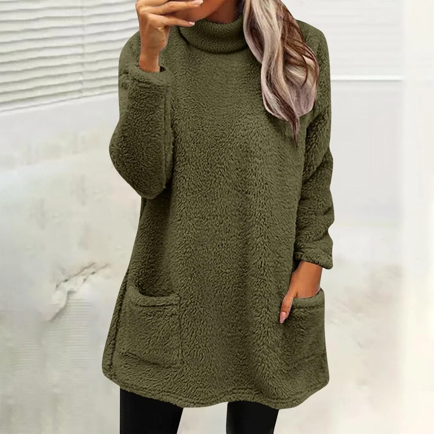 Женский свитшот с принтом, модель Mockneck, зелёный — фото 2