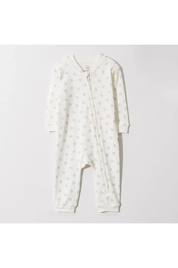 Детский комбинезон для девочек с принтом Floral Organic Cotton Baby Girl Romper Momercy, Ecru
