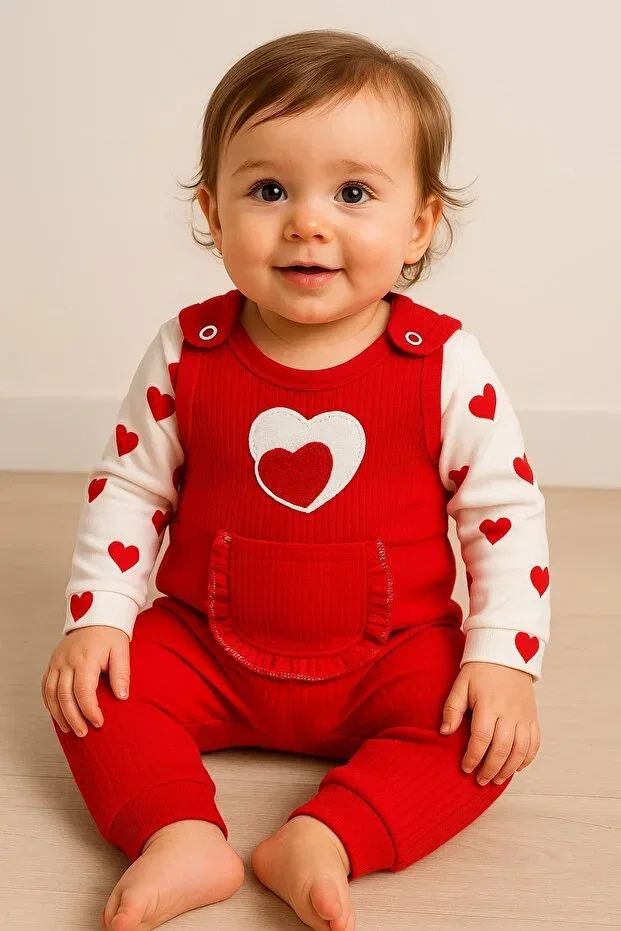 Детский комбинезон для девочек с длинным рукавом Dinamik Çocuk, Red Heart